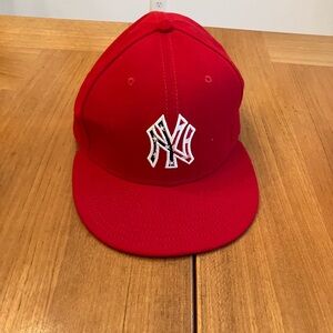 Classic Red Baseball Cap with Yankees Embroidered Logo